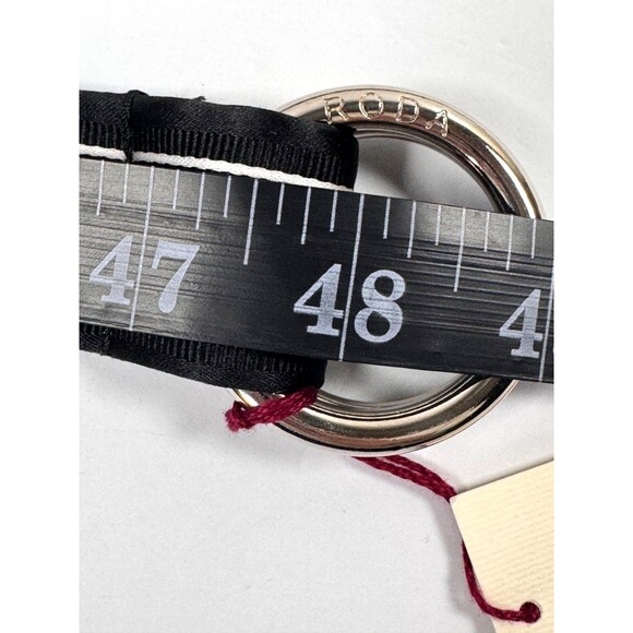 RODA Ribbon Belt Mens Unisex Large Black White Stripe D Ring Preppy Classic - Picture 7 of 9